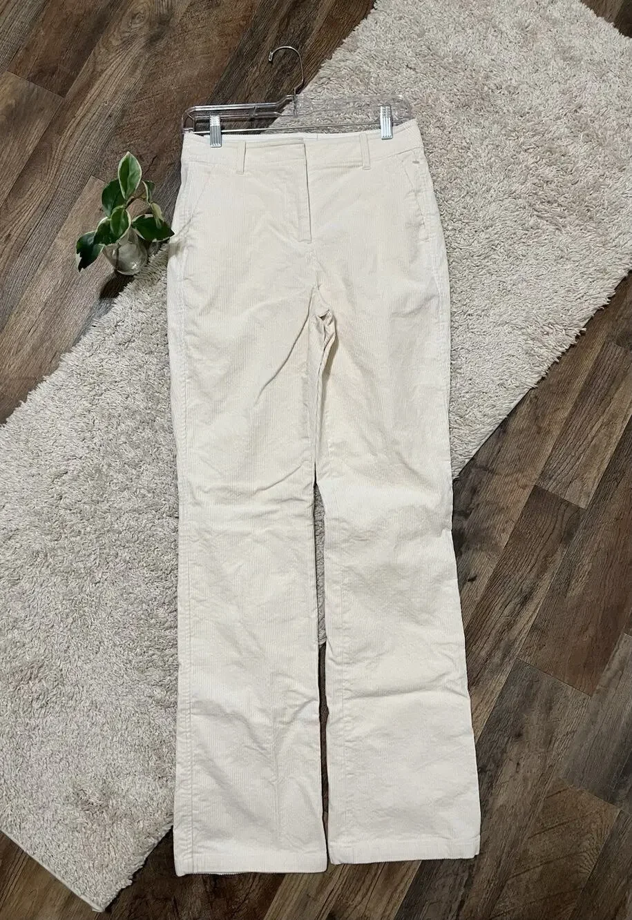 J.crew Size 2 Tall Cream Corduroy Flare Leg Mid-Rise Trouser Pants